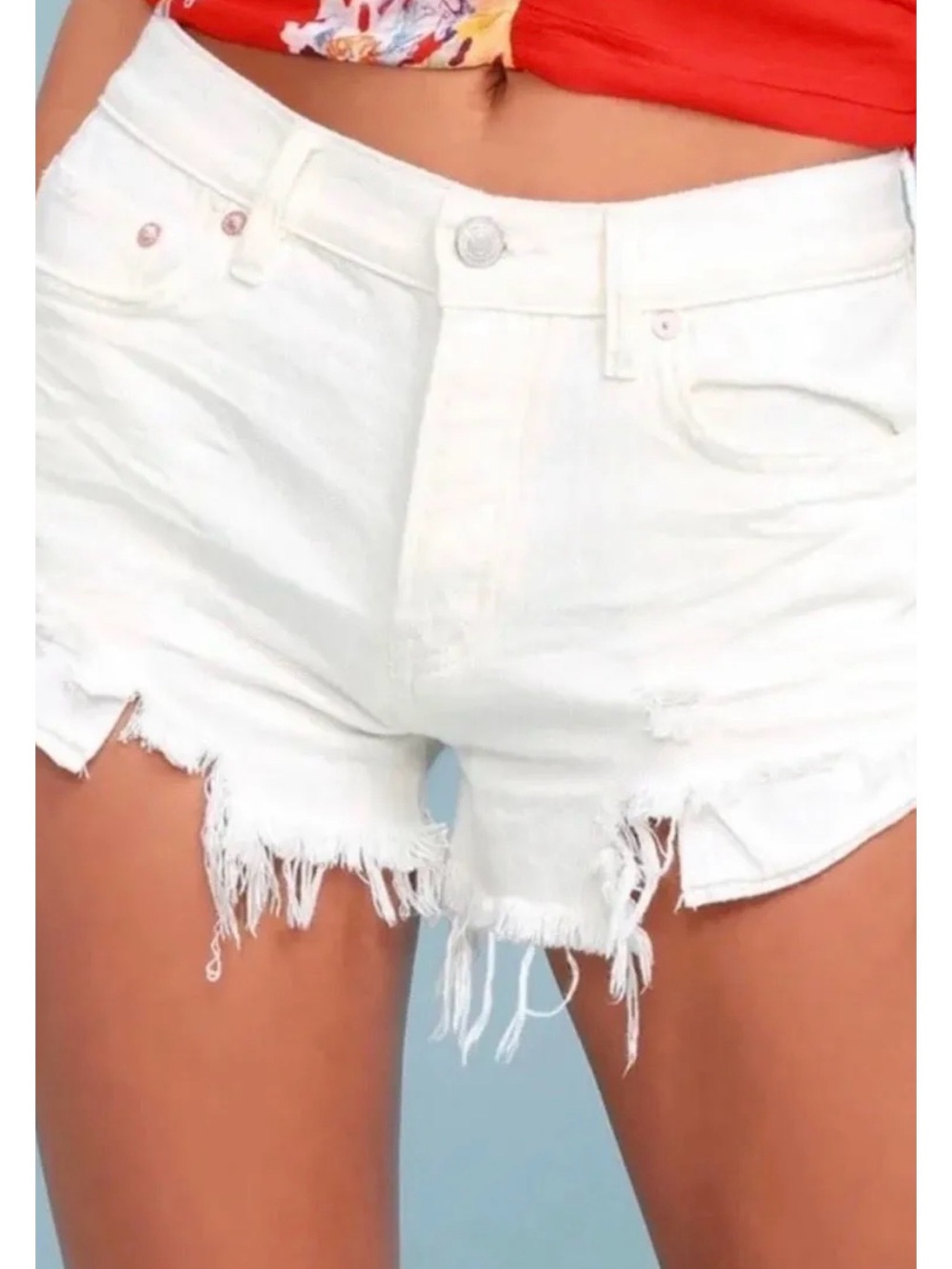 NWOT Free People - We The Free White Distressed Denim